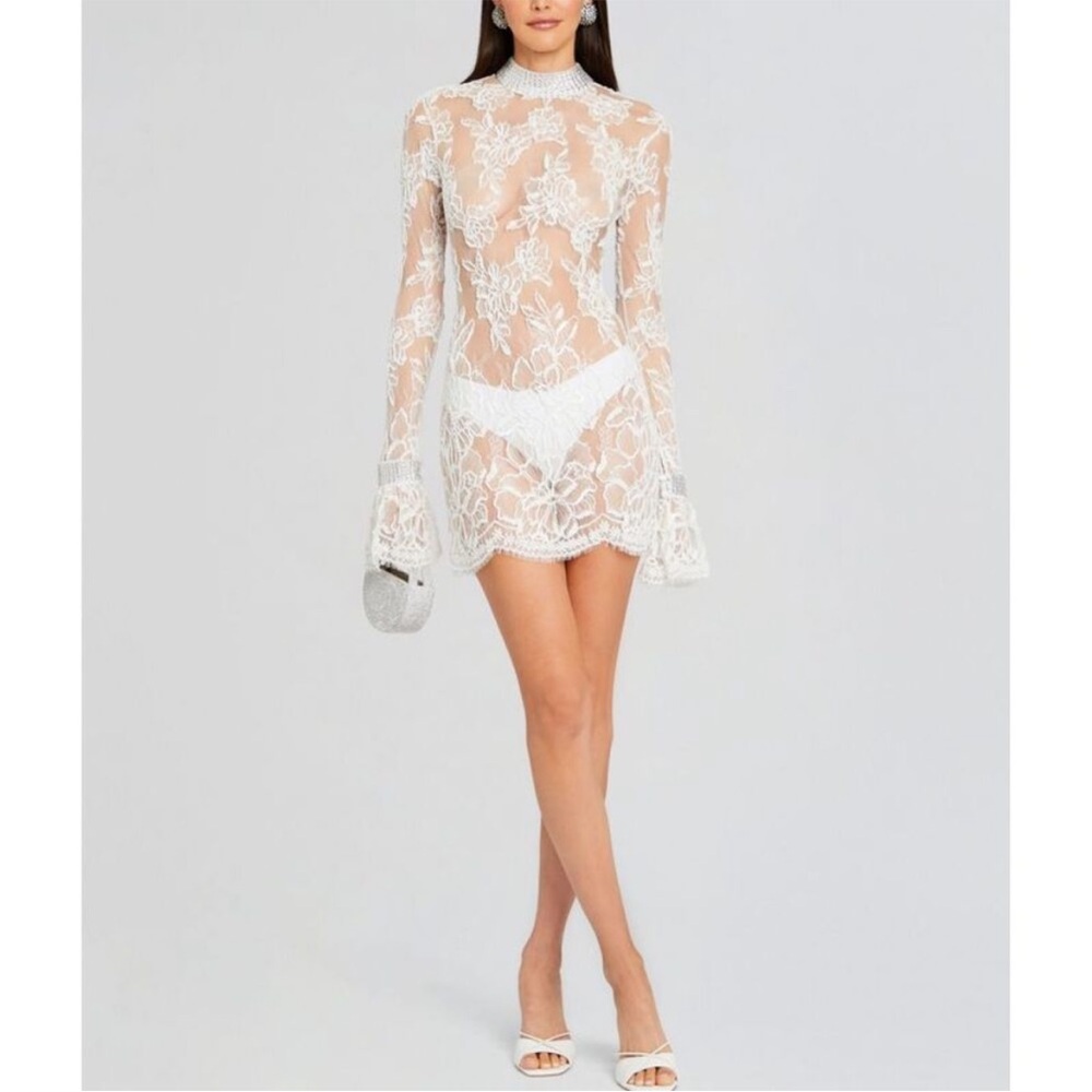 Retrofete White Lace Mini Dress